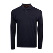 BOSS Pe Interlock Long Sleeve Navy Polo Shirt