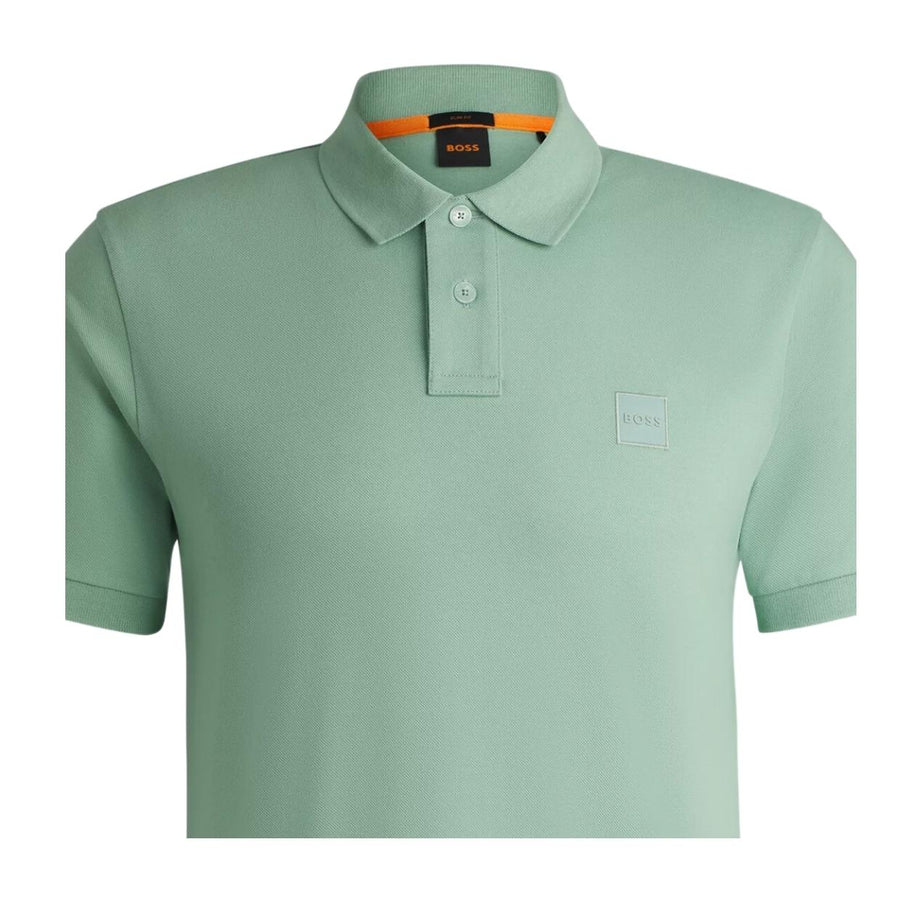 BOSS Passenger Slim Fit Logo Patch Light Green Polo Shirt