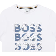 BOSS Kids Printed Trio Logo White T-Shirt