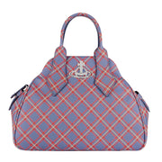 Vivienne Westwood Blue/Orange Tartan Medium Yasmine Tote Bag