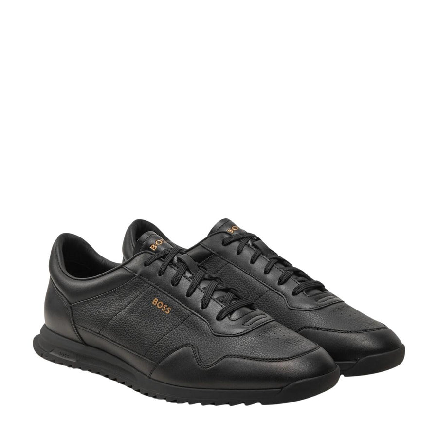 BOSS Zayn Low Top Perforated Leather Black Trainers