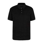 Emporio Armani Flocked Lettering All-Over Black Polo Shirt