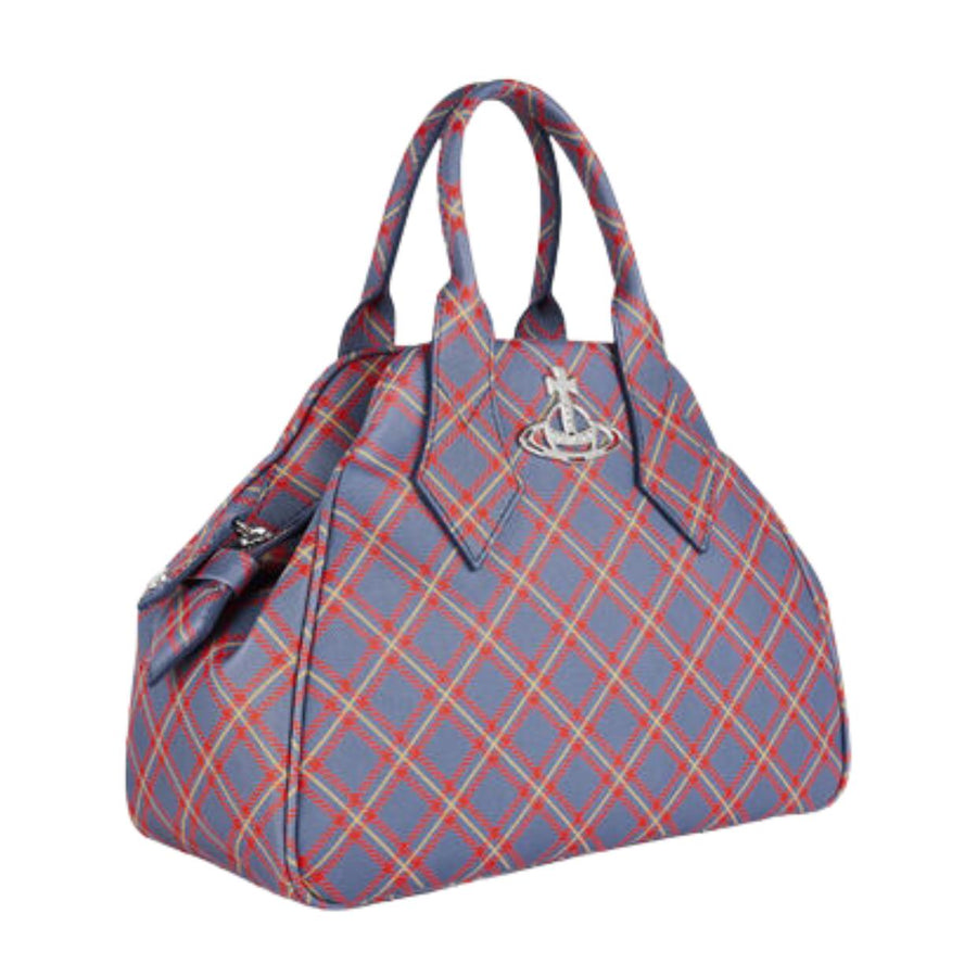 Vivienne Westwood Blue/Orange Tartan Medium Yasmine Tote Bag