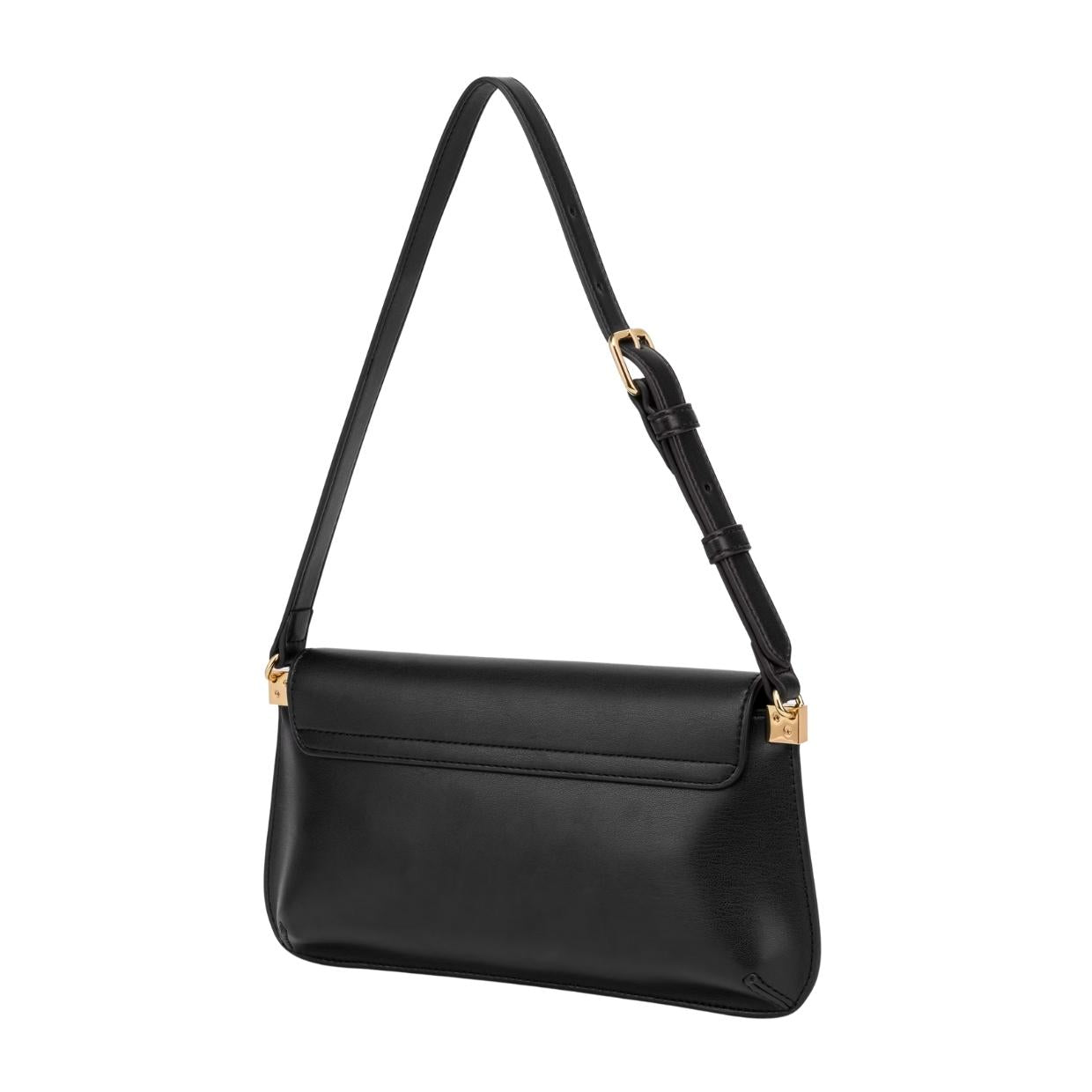 Love Moschino Gold-Tone Logo Black Shoulder Bag