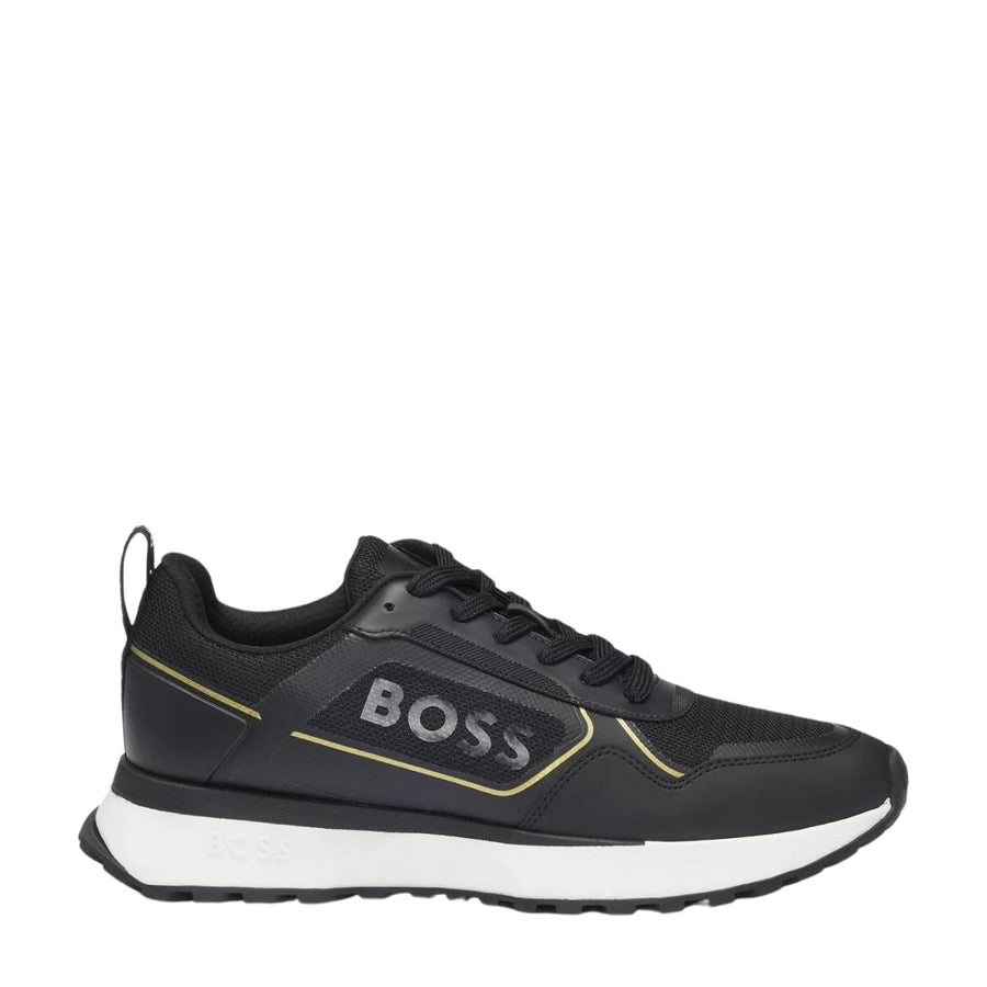 BOSS Jonah Side Logo Panel Mixed Material Black Trainers