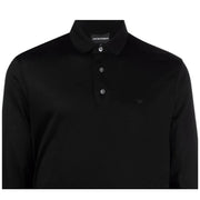 Emporio Armani Lyocell Blend Cotton Long Sleeve Black Polo Shirt