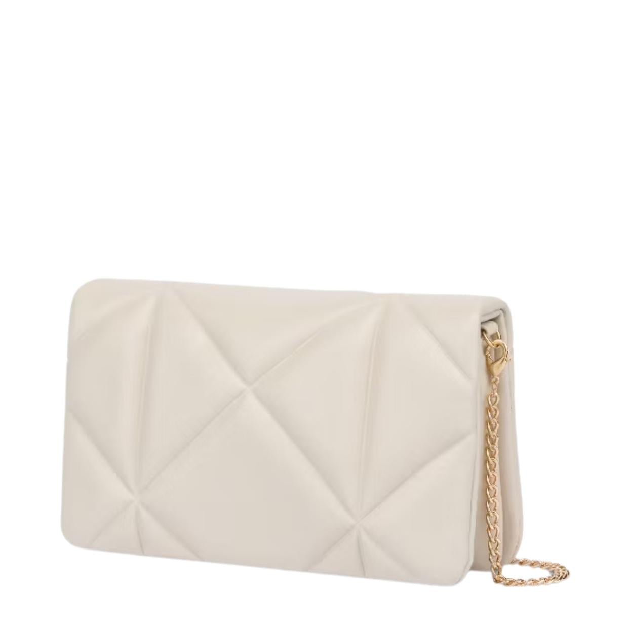 Love Moschino Heart Logo Quilted Ivory Chain Crossbody Bag