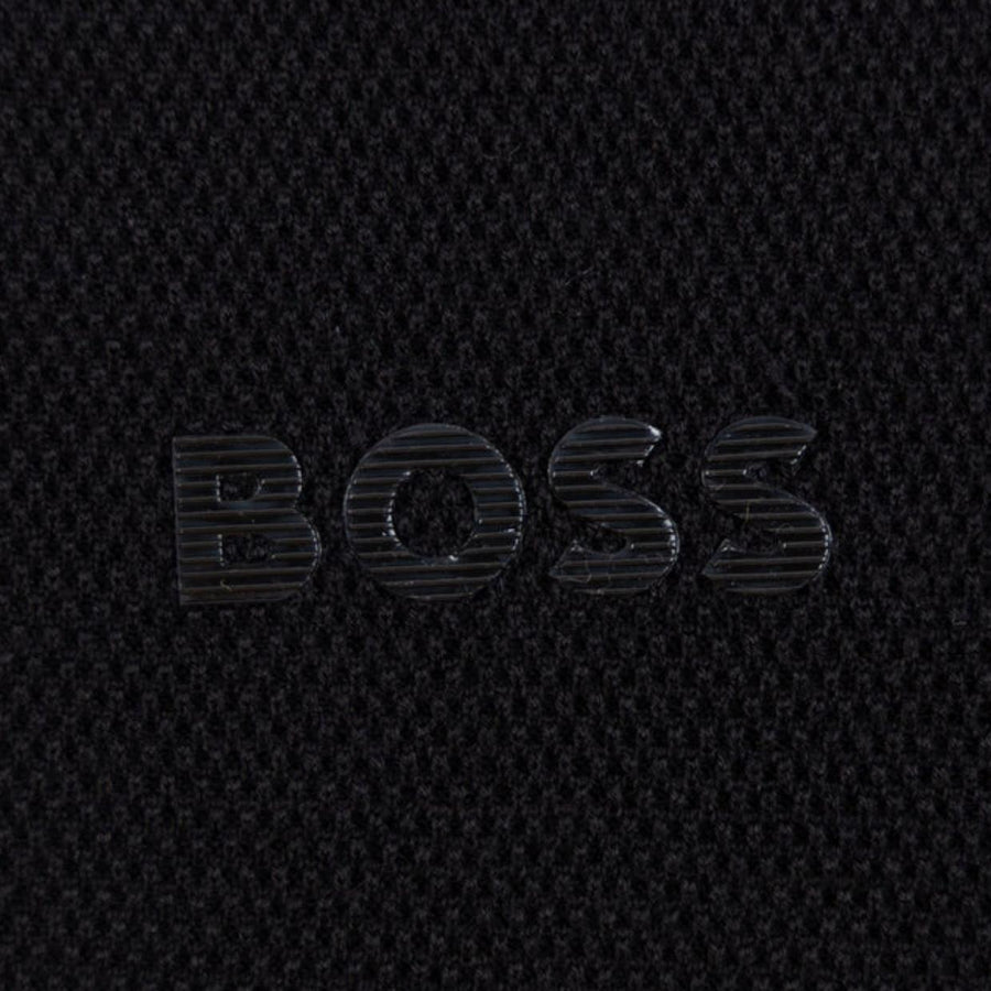 BOSS Rubberised Logo Zhine Black Half Zip Sweatshirt