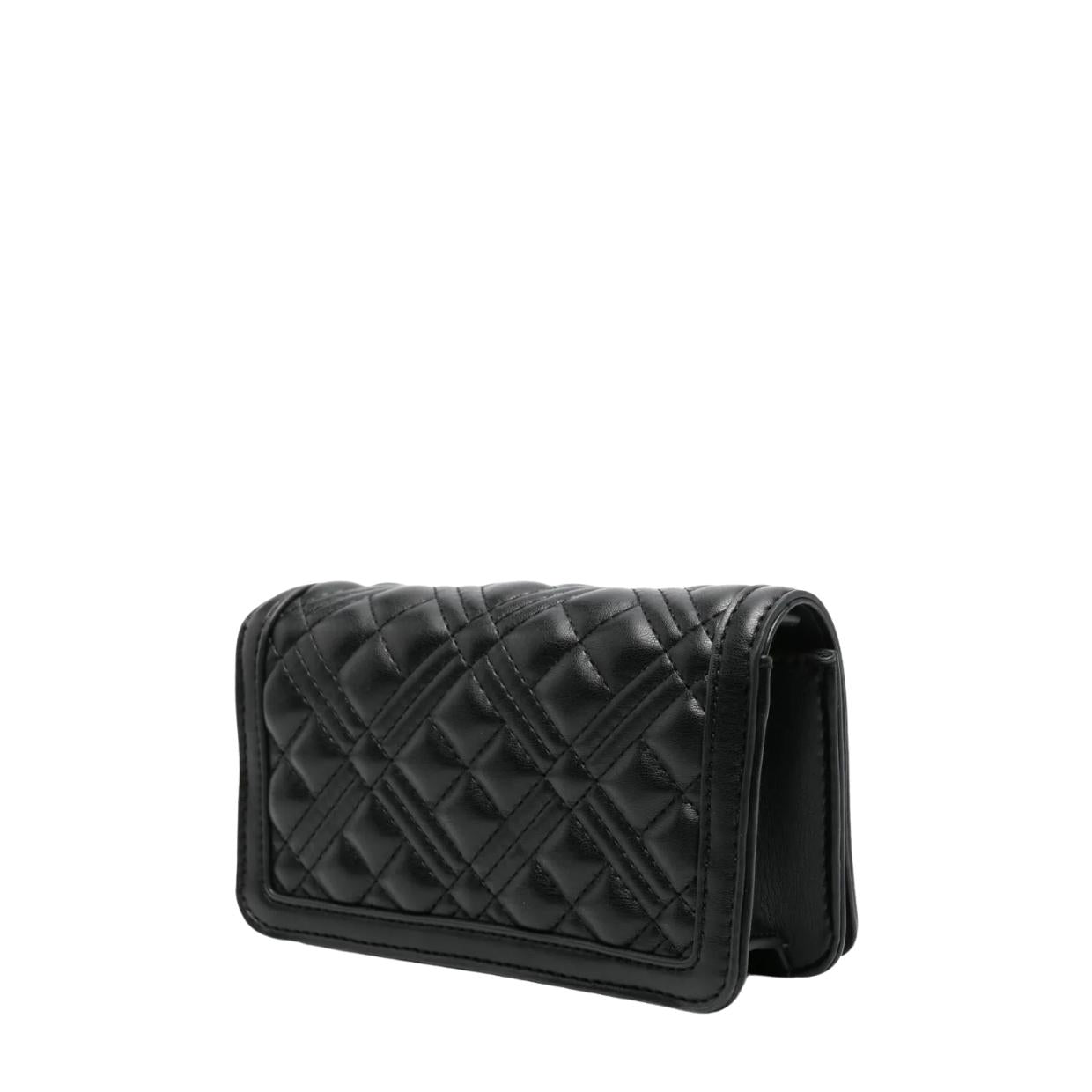 Love Moschino Gold-Tone Logo Plaque Quilted Black Shoulder Bag