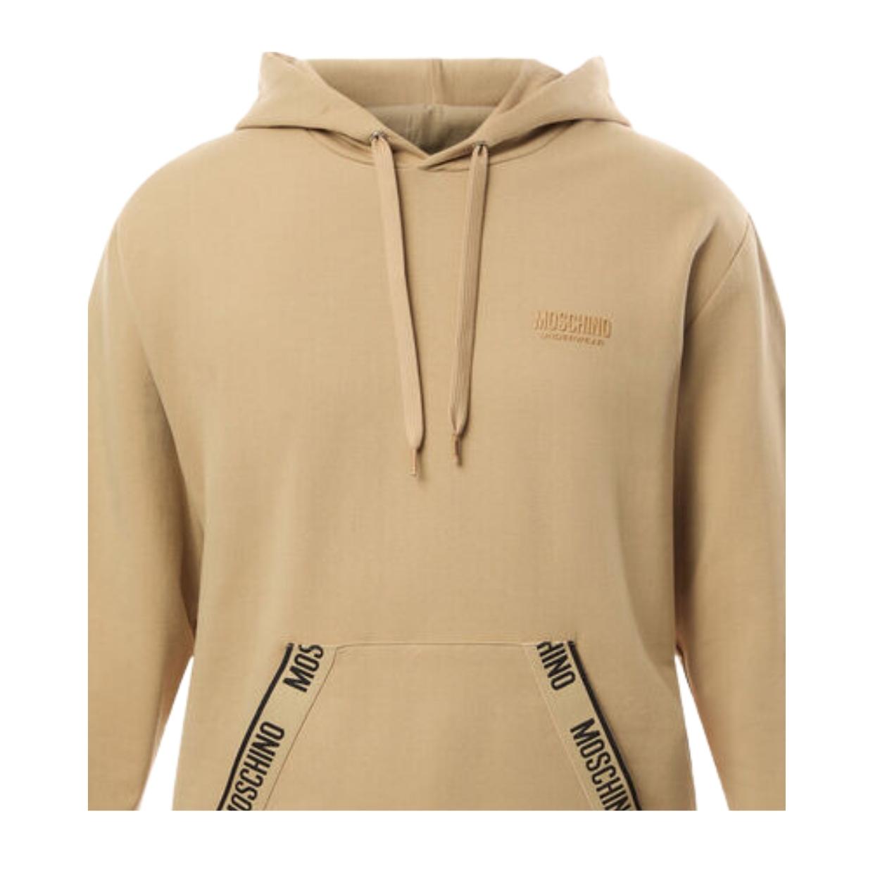 Moschino Underwear Logo Tape Beige Hoodie