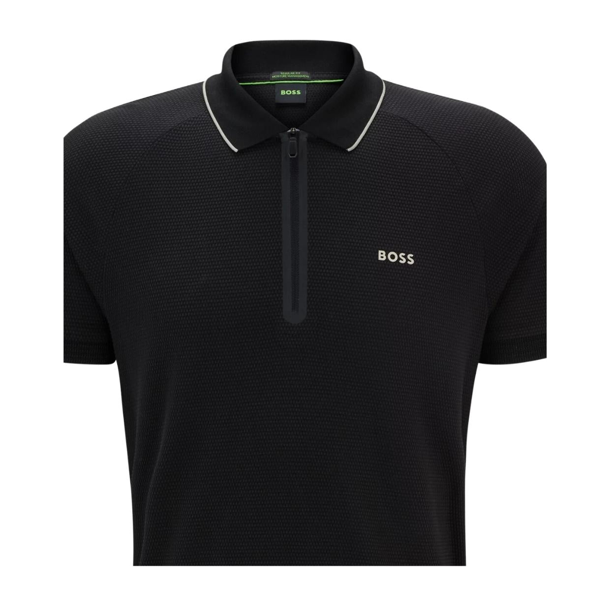 BOSS Philix Contrast Logo Black Half Zip Polo Shirt