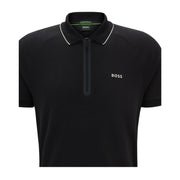 BOSS Philix Contrast Logo Black Half Zip Polo Shirt