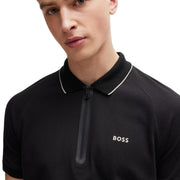 BOSS Philix Contrast Logo Black Half Zip Polo Shirt