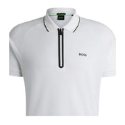 BOSS Philix Contrast Logo White Half Zip Polo Shirt