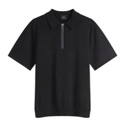 Paul Smith Sports Stripe Half Zip Black Sweat Polo Shirt