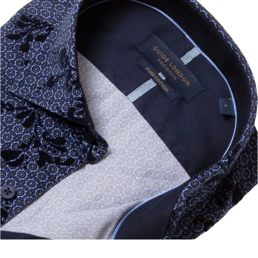 Guide London Flock Pattern Navy Shirt