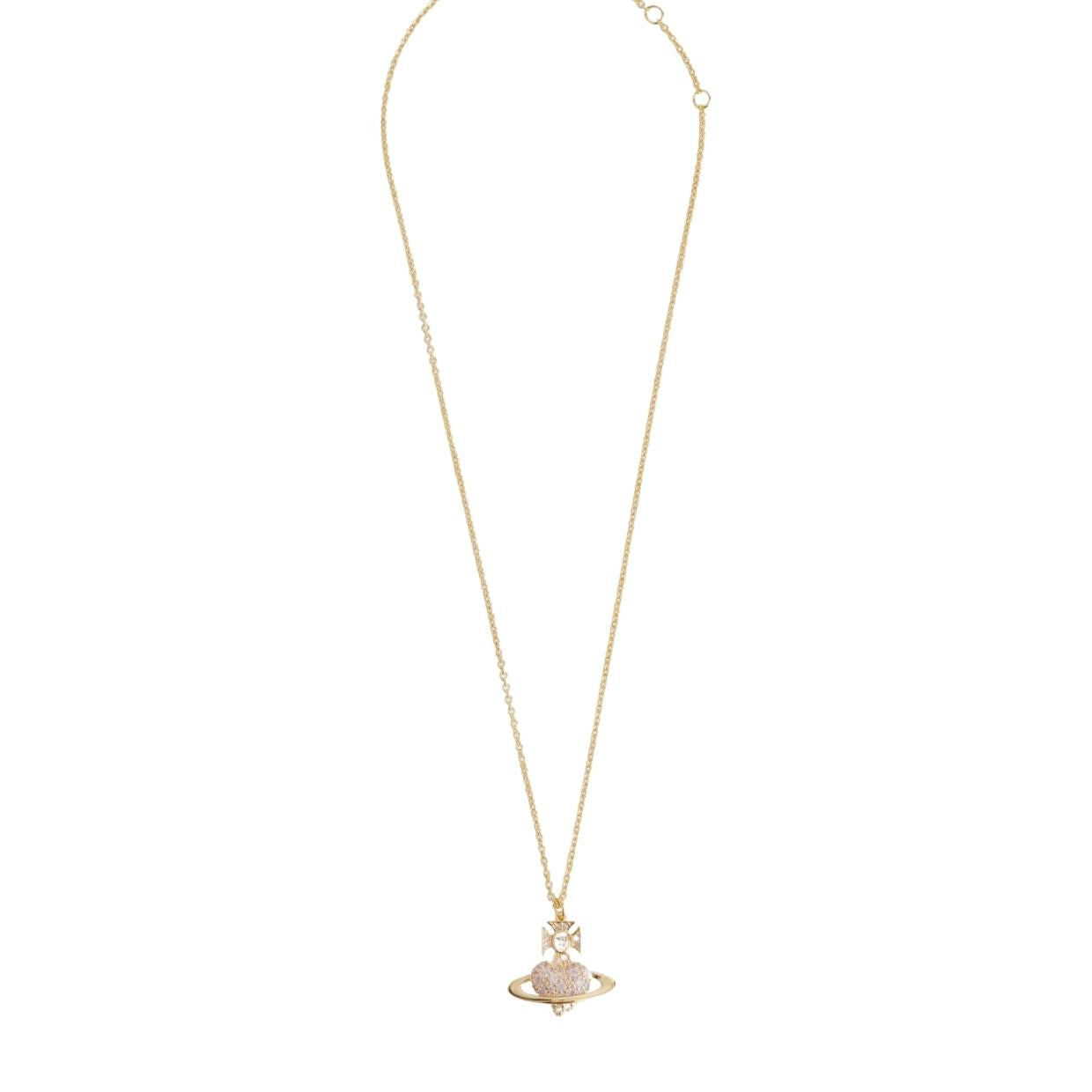 Vivienne Westwood Gold/Milky Pink Agnatha Bas Releif Pendent