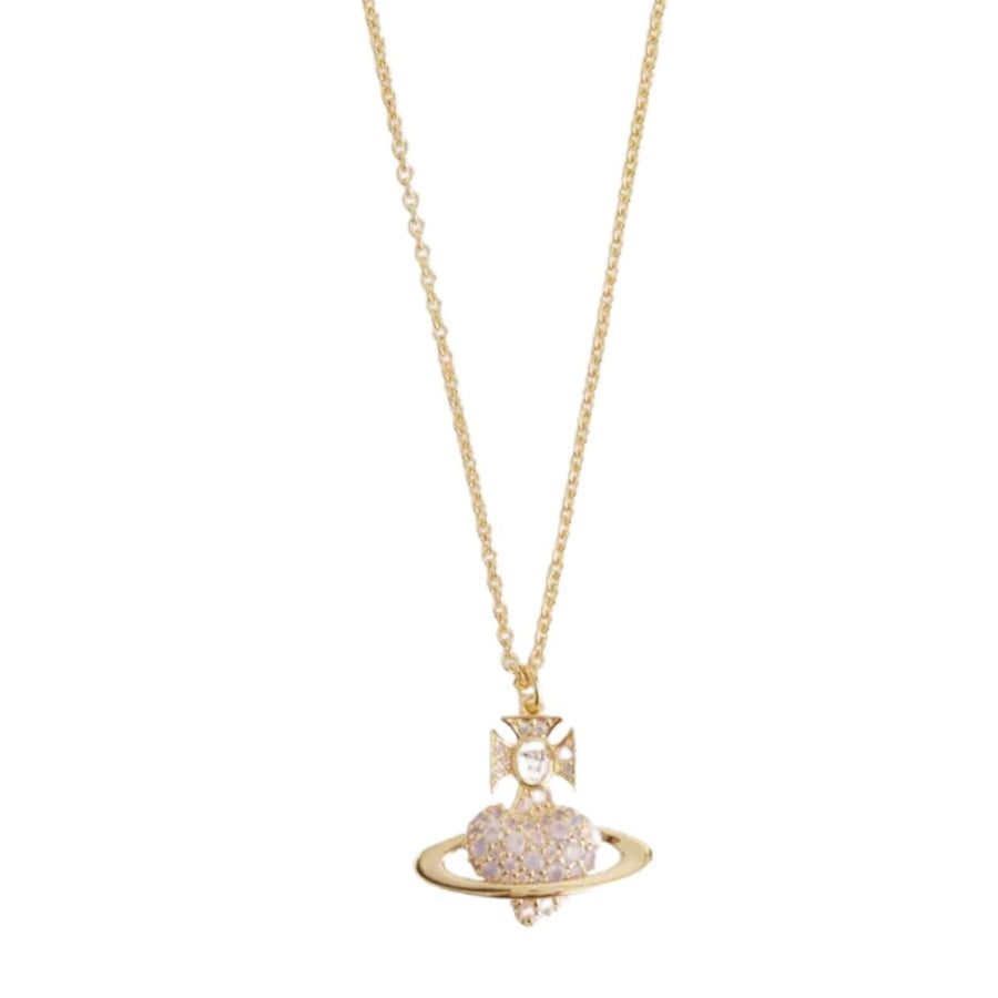 Vivienne Westwood Gold/Milky Pink Agnatha Bas Releif Pendent