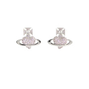 Vivienne Westwood Platinum/Lilac Agnatha Bas Releif Earrings