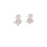 Vivienne Westwood Platinum/Lilac Agnatha Bas Releif Earrings