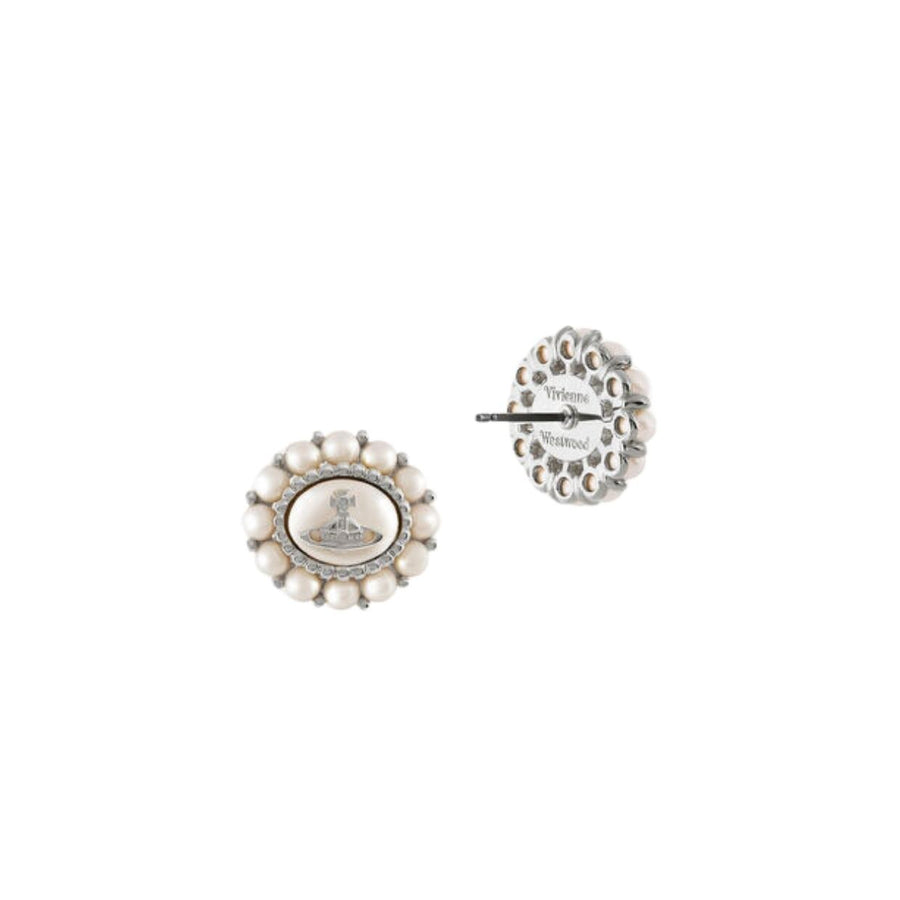 Vivienne Westwood Amaya Small Platinum/Creamrose Pearl Earrings