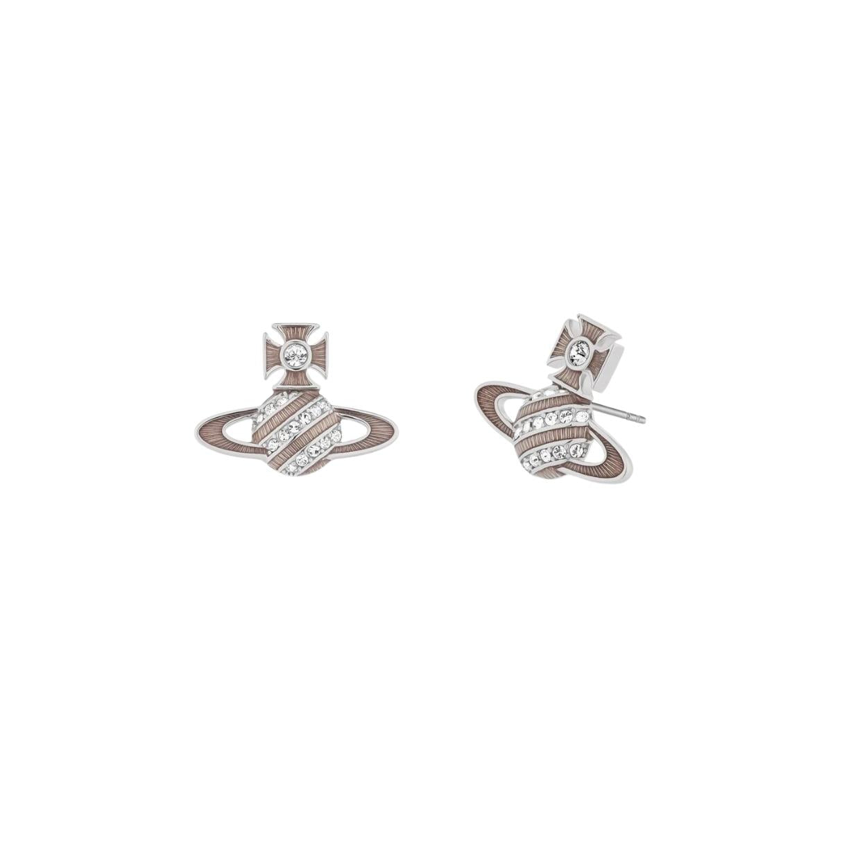 Vivienne Westwood Silver Crystal Assita Bas Relief Earrings