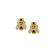 Vivienne Westwood Gold/White Crystals Bumble Bee Earrings