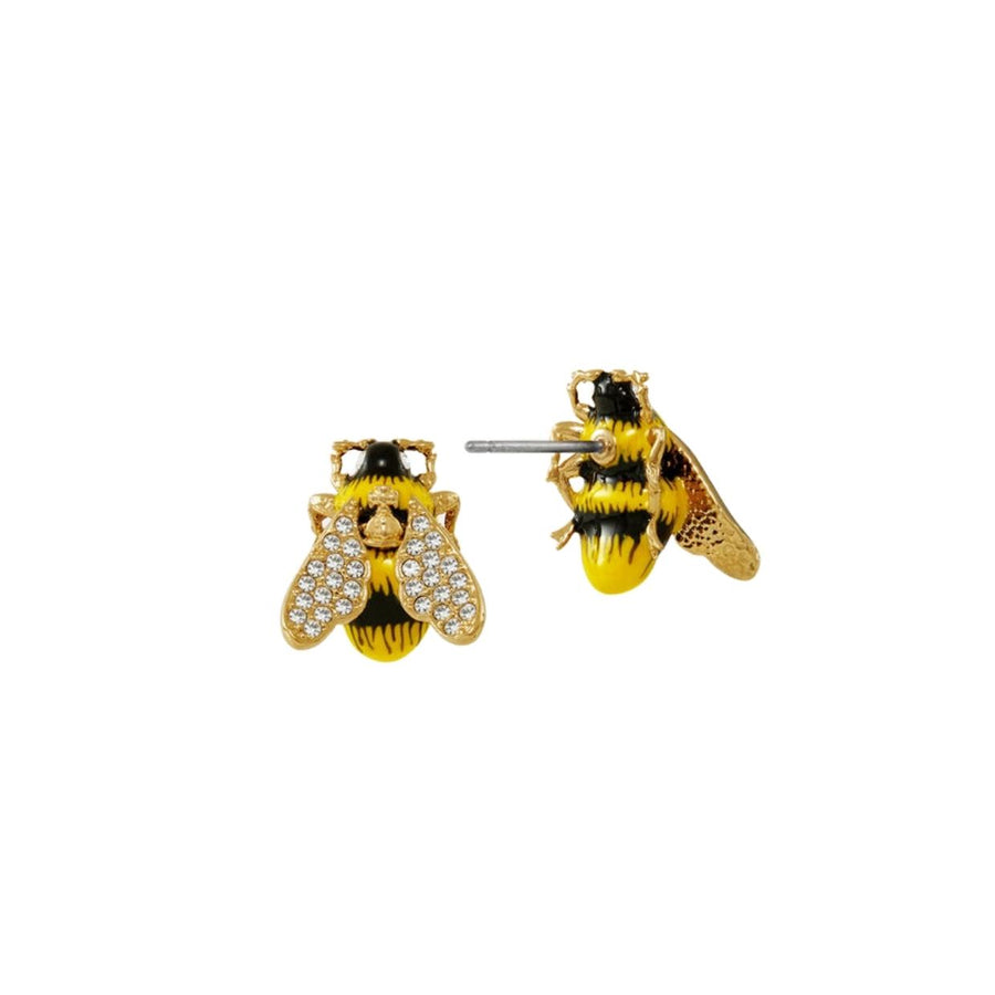 Vivienne Westwood Gold/White Crystals Bumble Bee Earrings