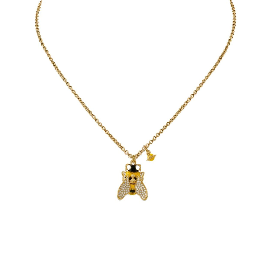 Vivienne Westwood Gold/White Crystals Bumble Bee Pendent