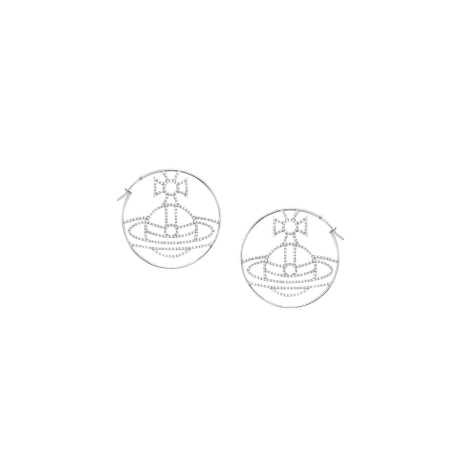 Vivienne Westwood Platinum/White Eloisa Hoop Earrings