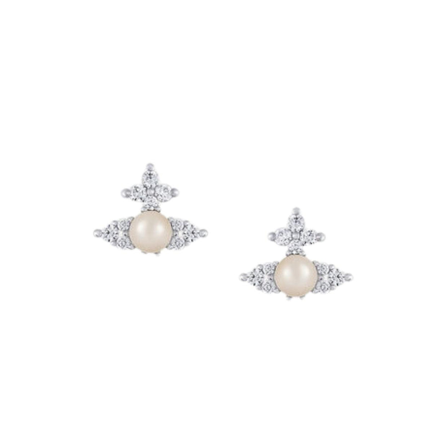 Vivienne Westwood Feodora Platinum/White Creamrose Pearl Earrings