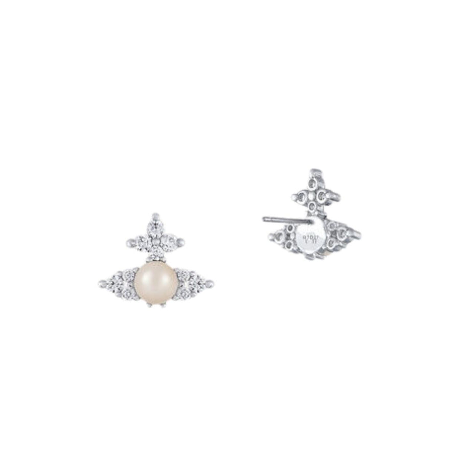 Vivienne Westwood Feodora Platinum/White Creamrose Pearl Earrings