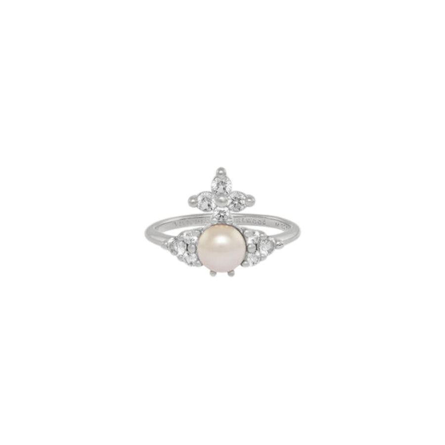 Vivienne Westwood Feodora Platinum/White Creamrose Pearl Ring