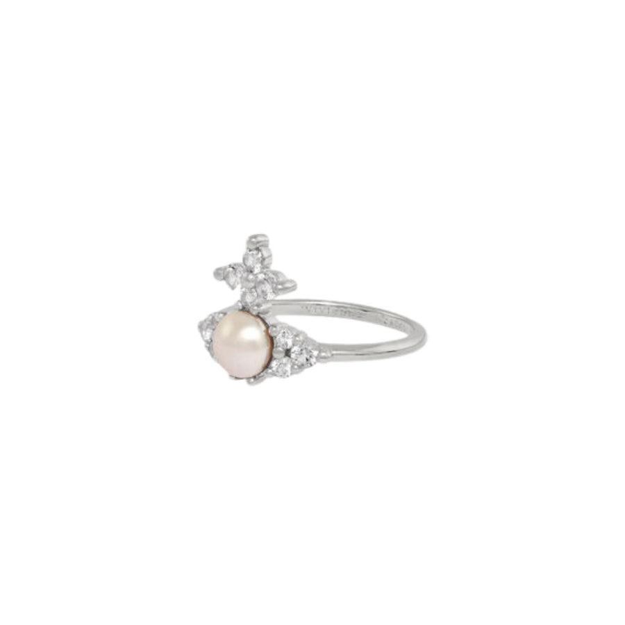 Vivienne Westwood Feodora Platinum/White Creamrose Pearl Ring