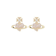 Vivienne Westwood Gold/Milky Pink Agnatha Bas Releif Earrings