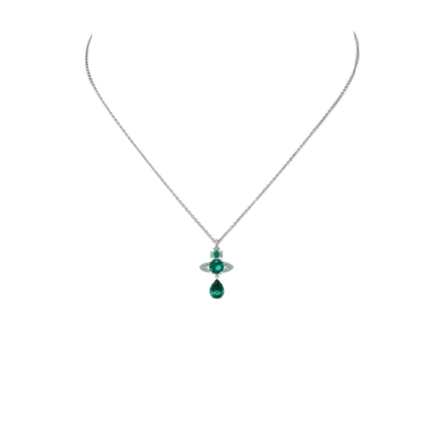 Vivienne Westwood Ismene Drop Platinum/Green Pendent