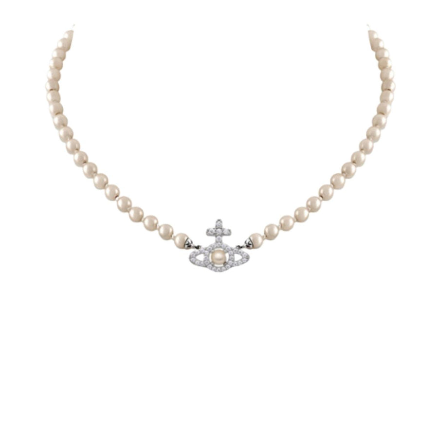 Vivienne Westwood Platinum/Creamrose Olympia Pearl Necklace