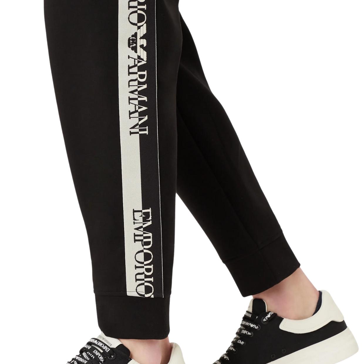 Emporio Armani Black Logo Tape Jogging Bottoms Retro Designer Wear