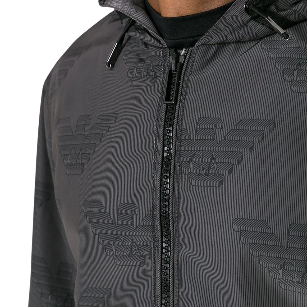 Emporio Armani All Over Eagle Hooded Jacket Retro Designer Wear