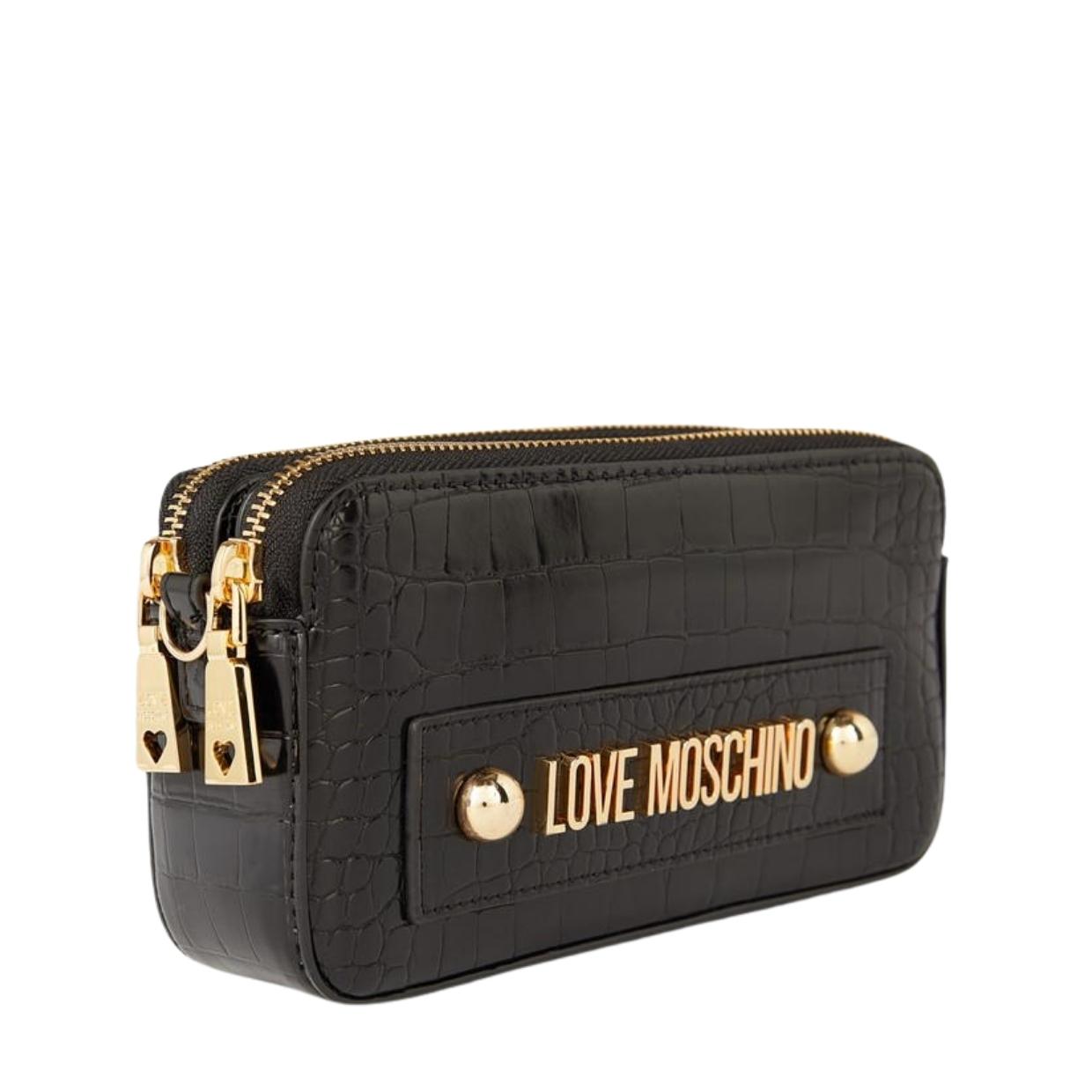 Love Moschino Logo Black Croc Crossbody Bag – Retro Designer Wear