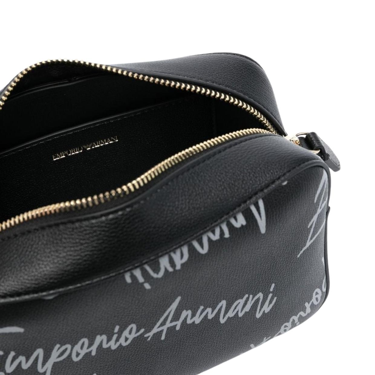 Emporio Armani All Over Logo Black Crossbody Bag Retro Designer Wear