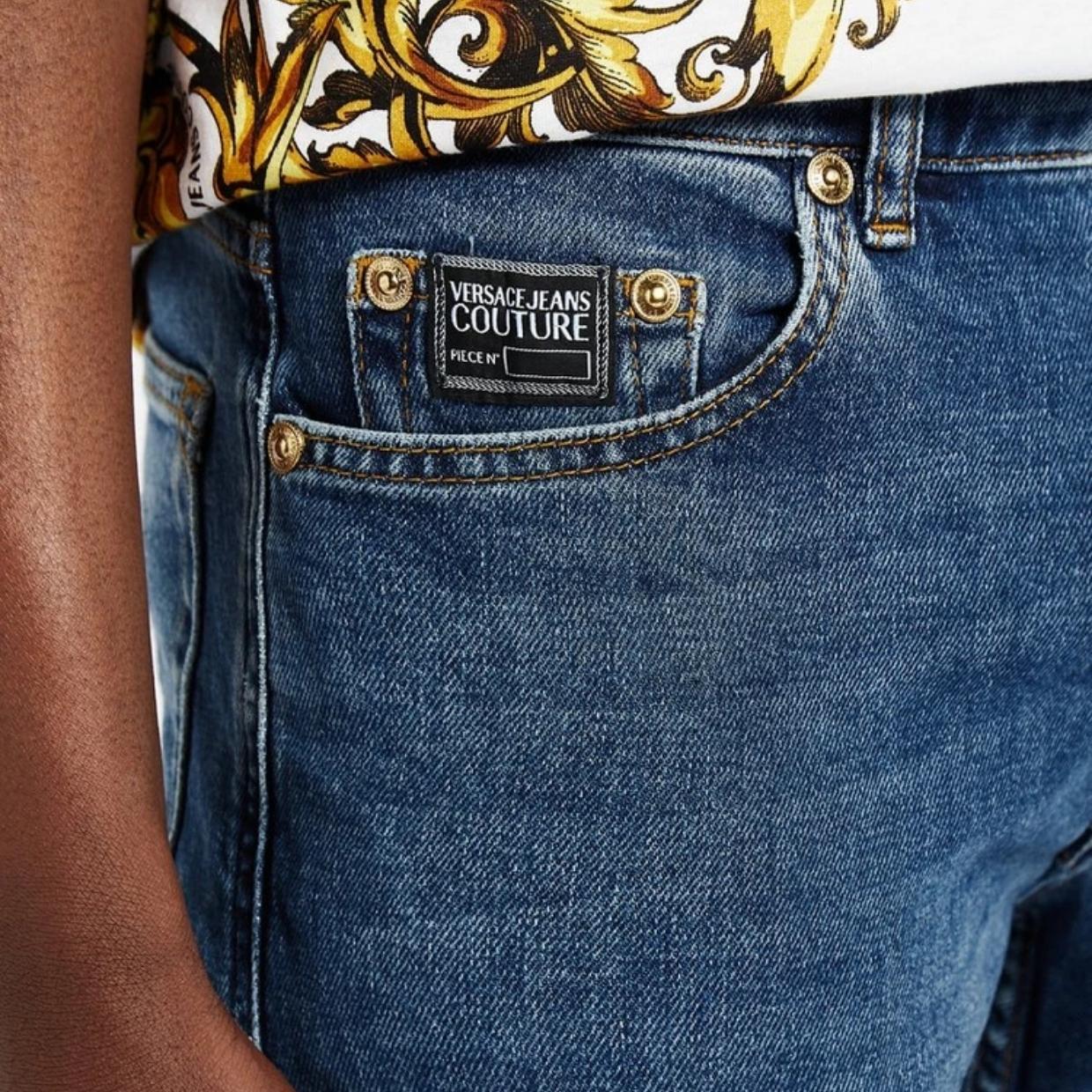 Versace denim jeans with logo detail