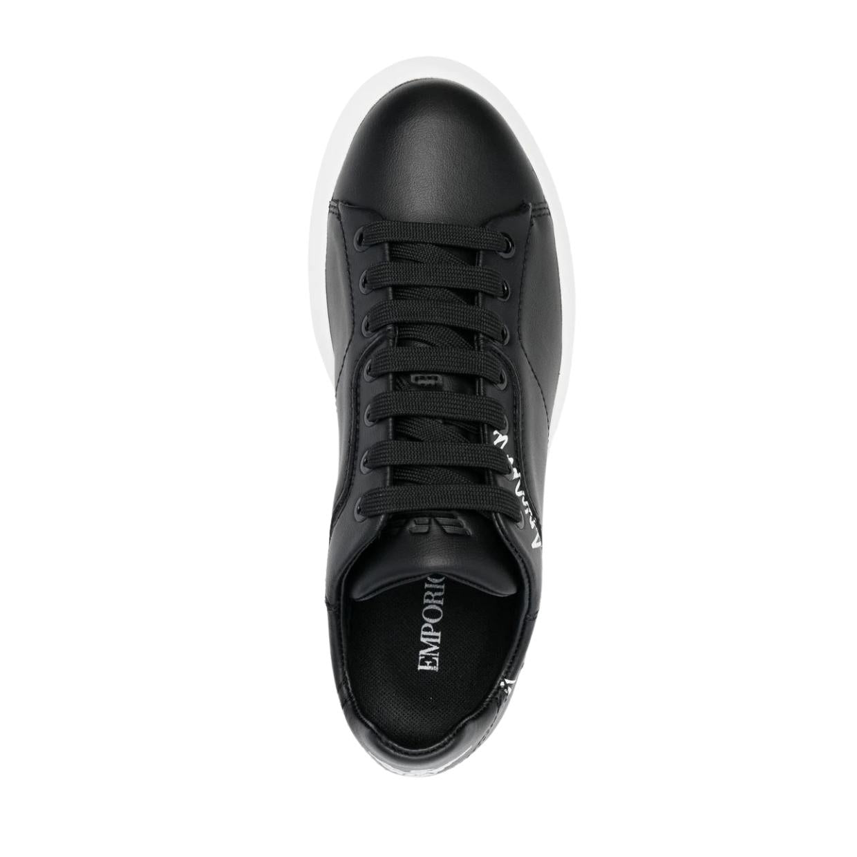 Armani black deals leather trainers