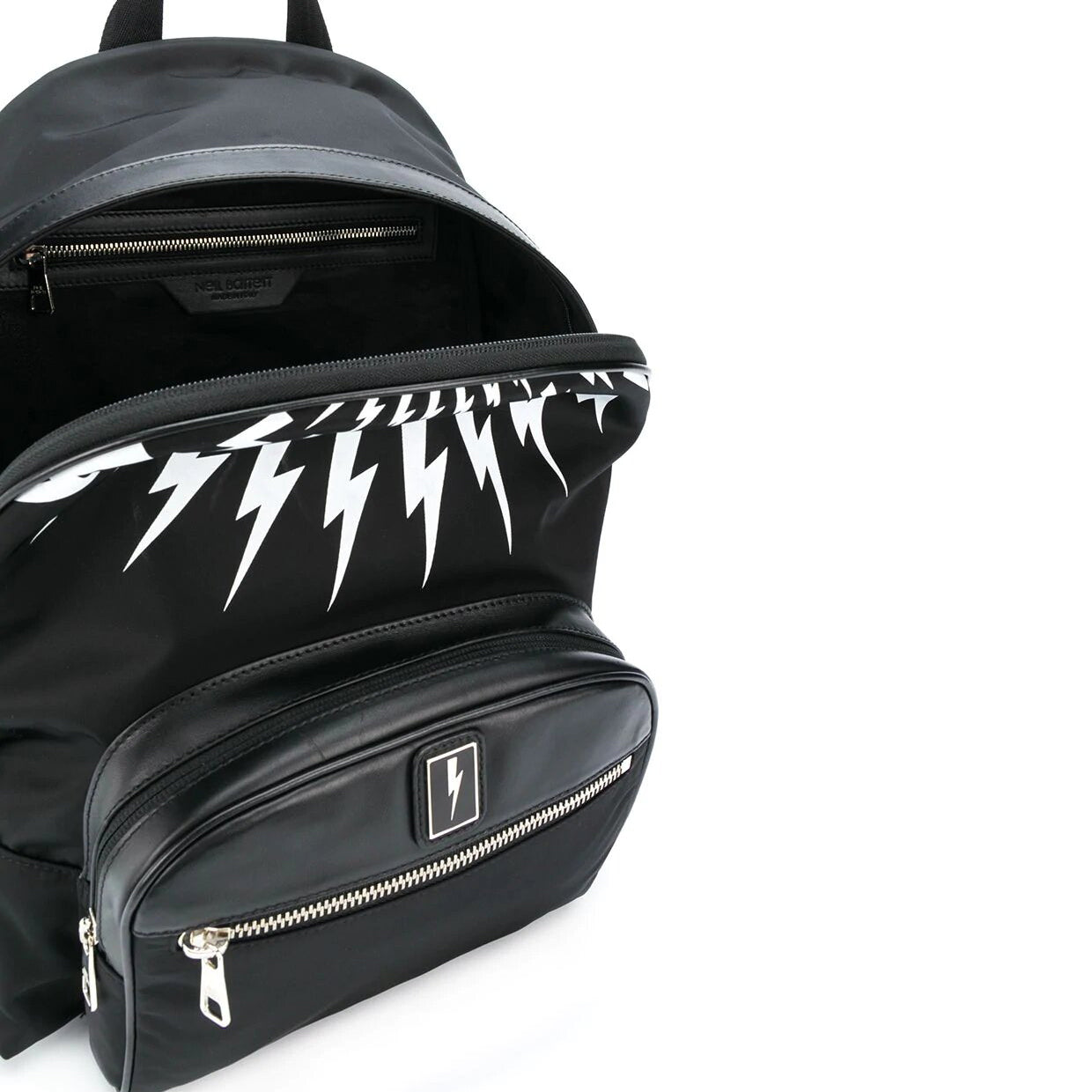 Neil Barrett Black Thunderbolt Print Backpack Retro Designer Wear