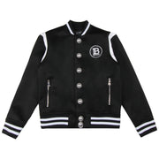 Balmain Paris Kids Black Embroidered Logo Jacket  front 